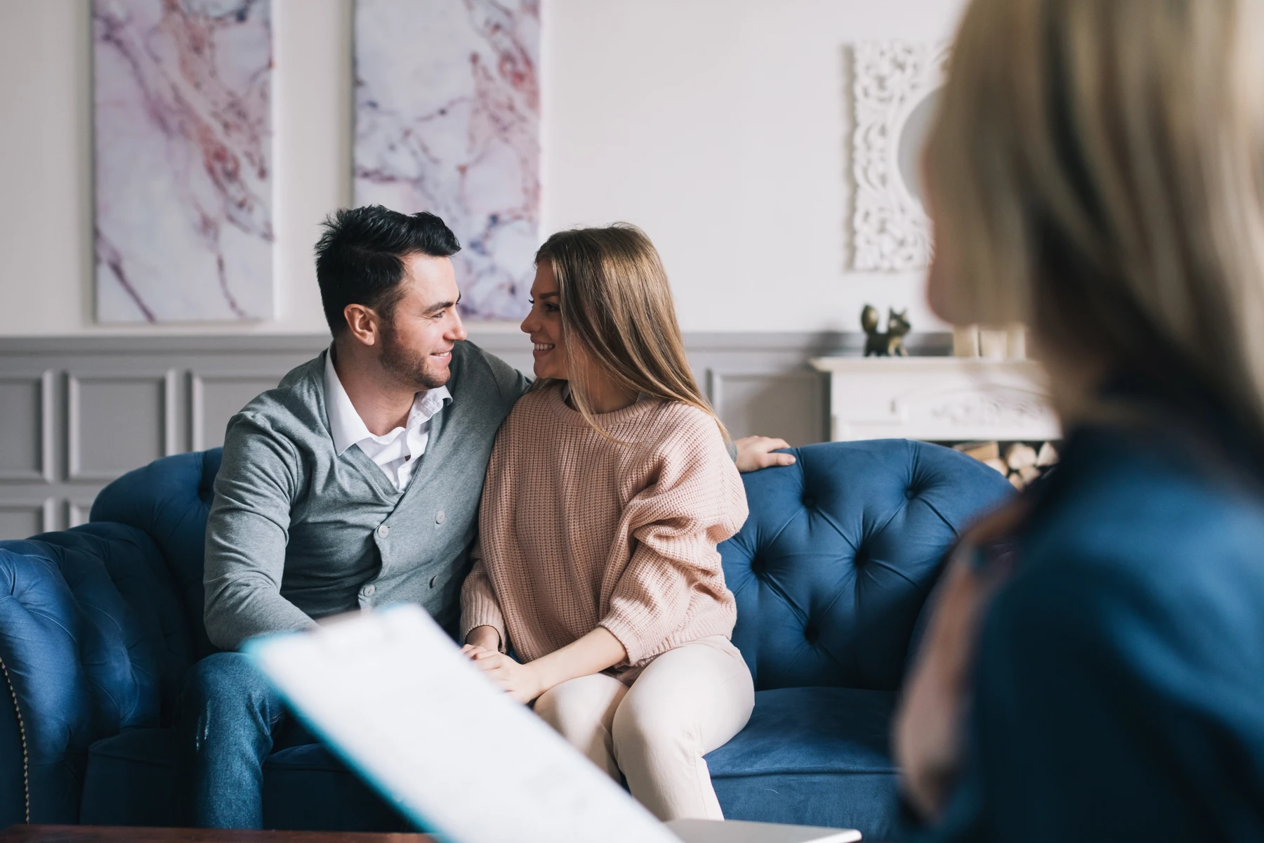 therapist and couple talking